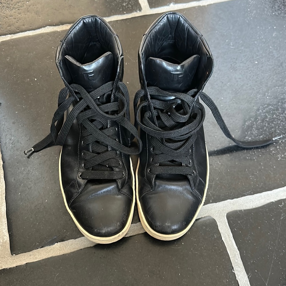 Men’s black leather Tom Ford high tops